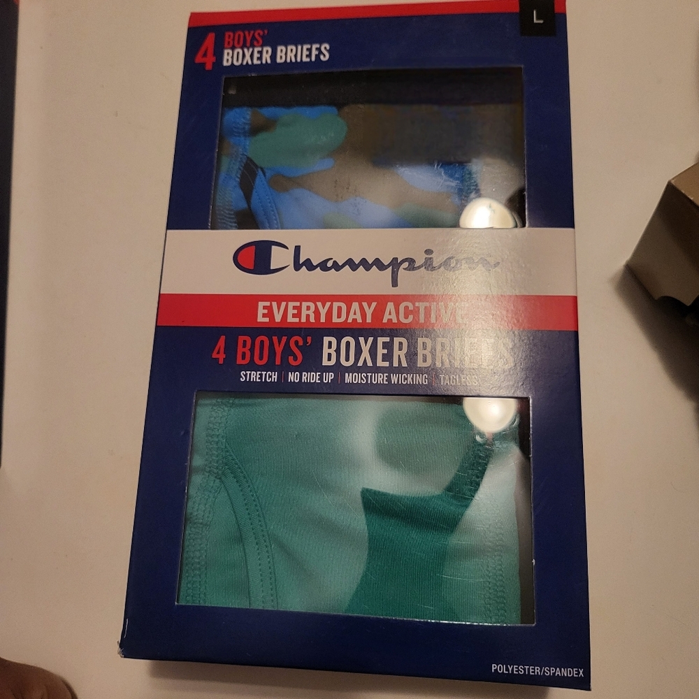 💲Boys Champion Boxer Brief 4pk Lrg New